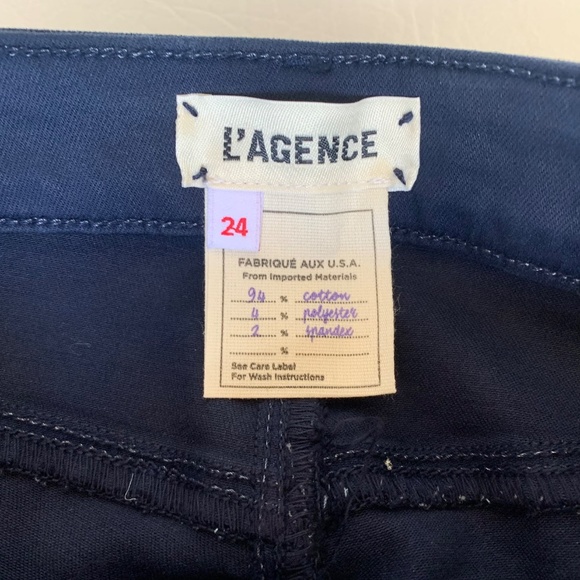 L’AGENCE Sabine High Rise Coated Skinny Jeans Navy "Deep Cove" - Picture 14 of 15